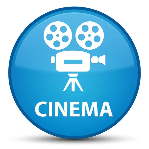 Cinéma (icône de caméra vidéo) bouton rond bleu cyan spécial — Photo