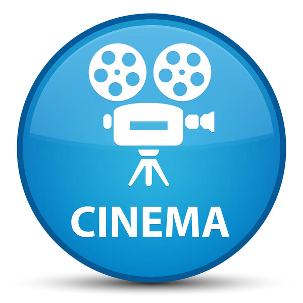 Cinema (video camera icon) isolated on special cyan blue round button abstract illustration