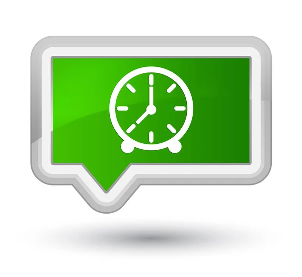 Піктограма годинника кнопка простого зеленого банера — стокове фото