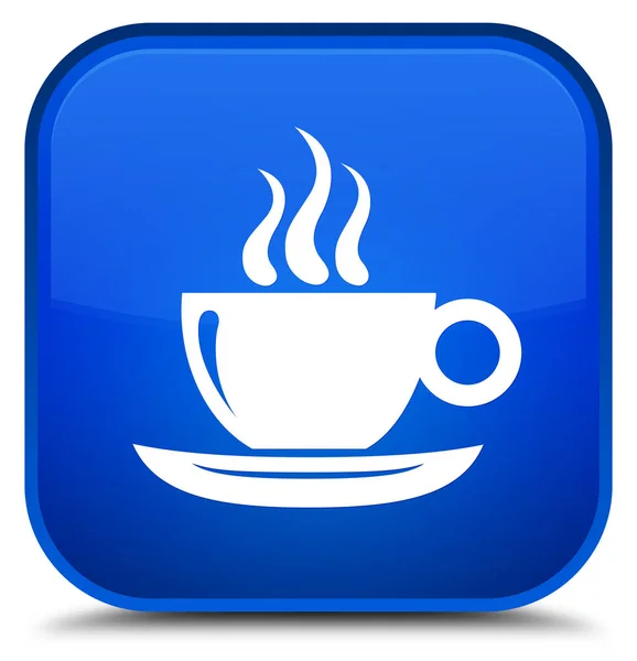 Taza de café icono azul especial botón cuadrado —  Fotos de Stock