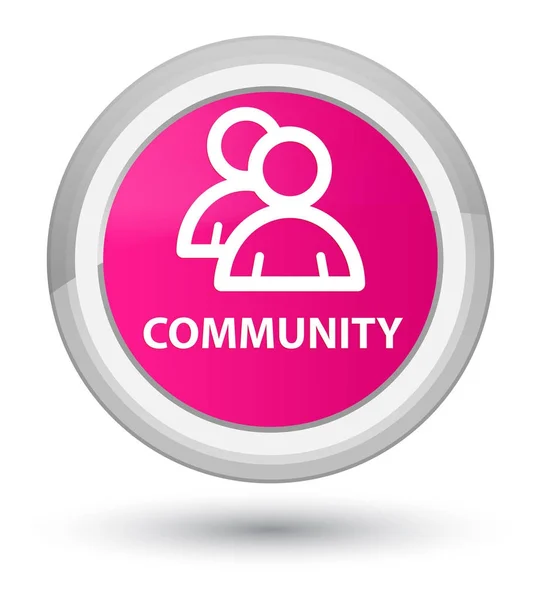 Comunidade (ícone de grupo) botão redondo rosa principal — Fotografia de Stock