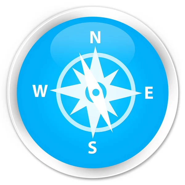 Compass icon premium cyan blue round button — Stock Photo, Image