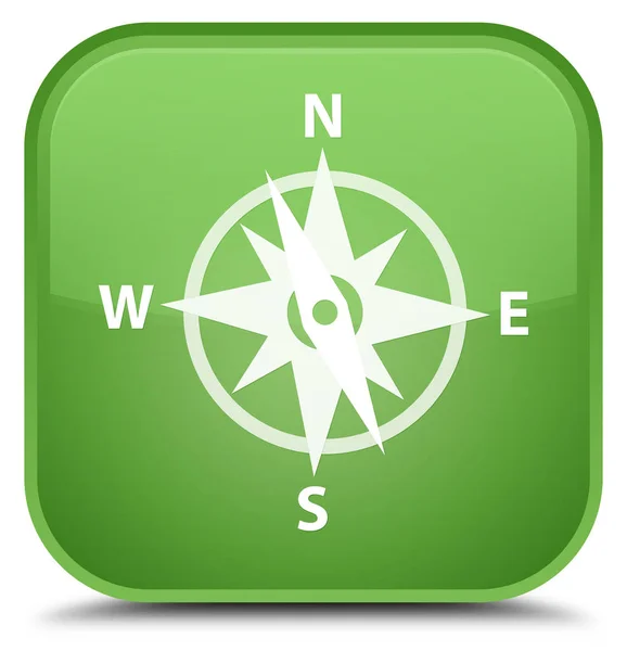 Compass icon special soft green square button — Stock Photo, Image