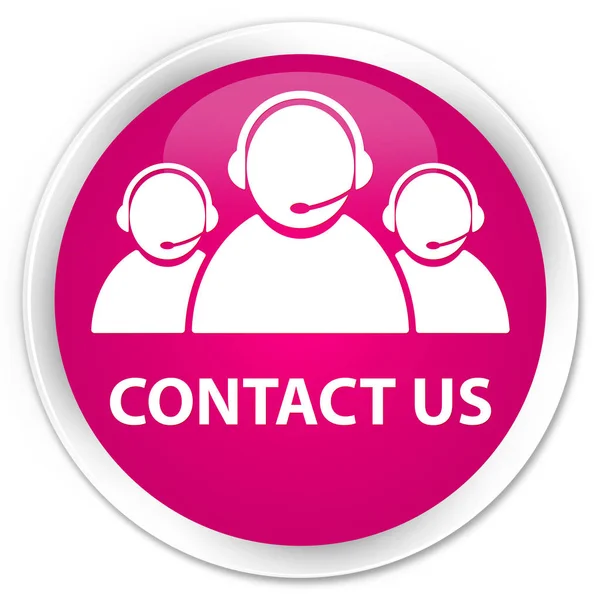 Skontaktuj się z nami (klienta opieka zespołu ikona) premium różowy okrągły przycisk — Zdjęcie stockowe