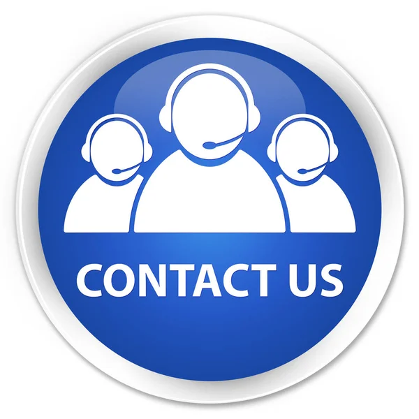 Contact us (customer care team icon) premium blue round button — Stock Photo, Image