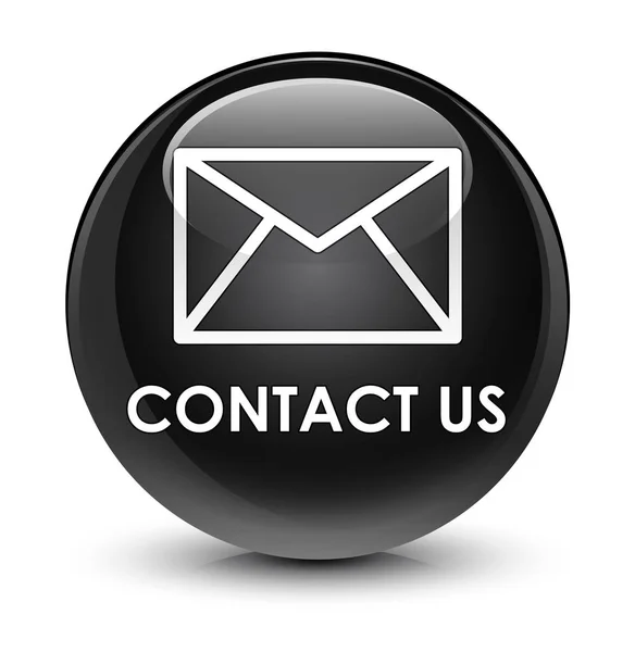 Kontaktieren Sie uns (E-Mail-Symbol) glasig schwarze runde Taste — Stockfoto