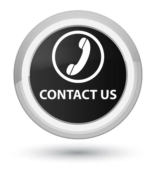 Contact us (phone icon) prime black round button — Stock Photo, Image