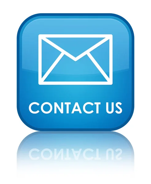 Contattaci (icona e-mail) speciale pulsante quadrato blu ciano — Foto Stock