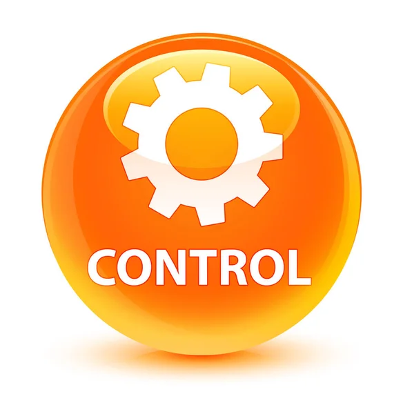 Control (icono de configuración) botón redondo naranja vidrioso — Foto de Stock