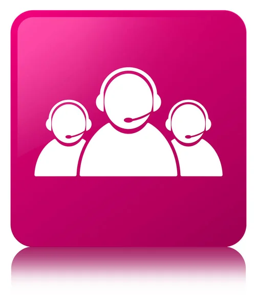 Customer care team icon pink square button