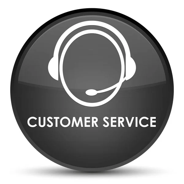 Customer service (customer care icon) special black round button — Stock Photo, Image