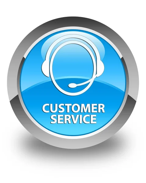 Customer service (customer care icon) glossy cyan blue round but