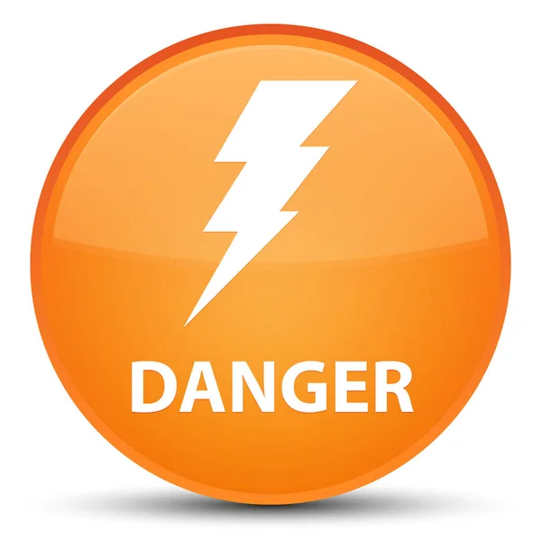 Peligro (icono de la electricidad) botón redondo naranja especial —  Fotos de Stock