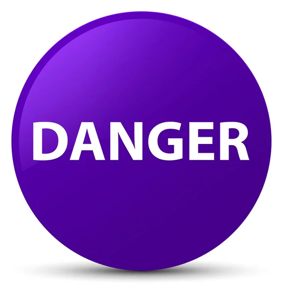 Nebezpečí fialové kulaté tlačítko — Stock fotografie