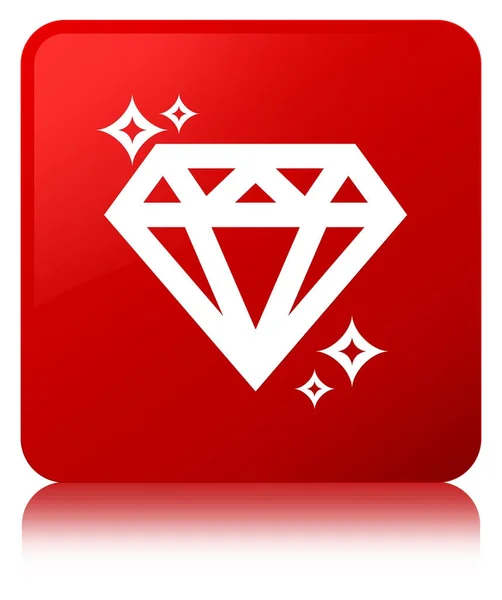 Diamant-Symbol roter quadratischer Knopf — Stockfoto