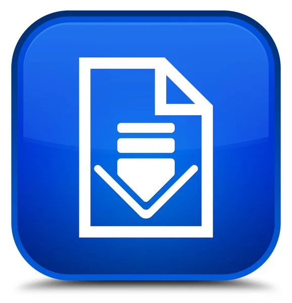 ダウンロード ドキュメント アイコン特別な青い正方形ボタン — ストック写真