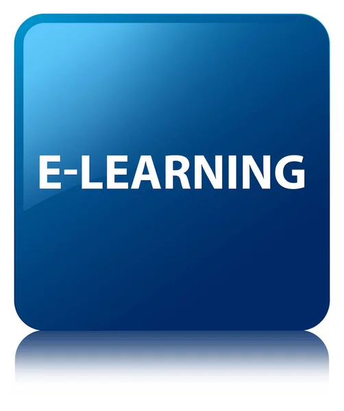 Blauer quadratischer E-Learning-Knopf — Stockfoto