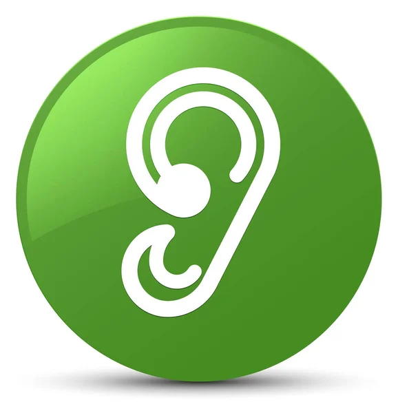 Ícone de ouvido botão redondo verde suave — Fotografia de Stock