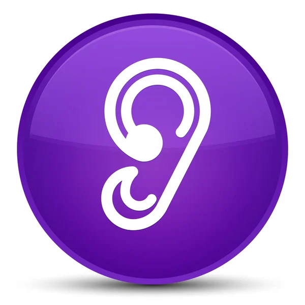 Ohr-Symbol spezielle lila runden Knopf — Stockfoto