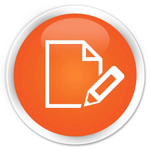Оранжевая круглая кнопка редактирования значка документа — стоковое фото