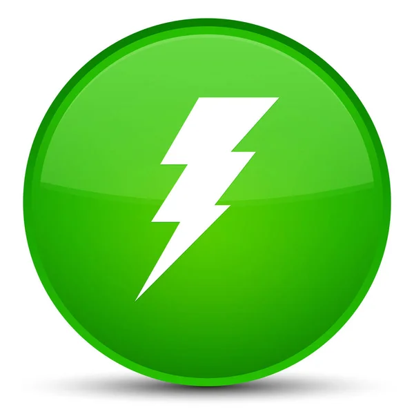 Electricity icon special green round button — Stock Photo, Image