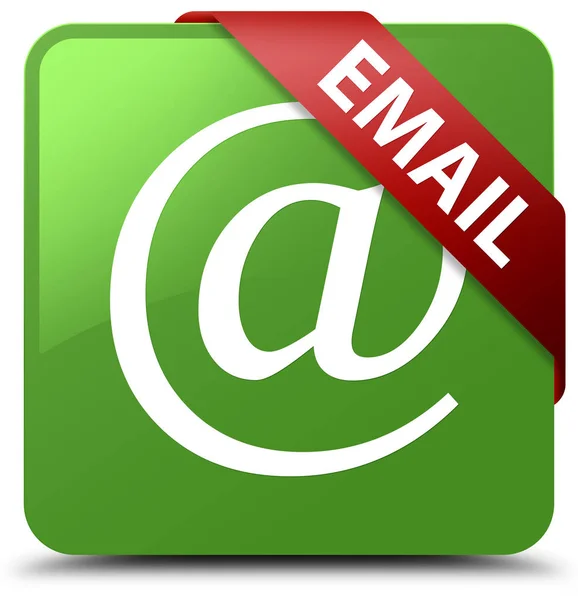 Електронна пошта (іконка адреси) м'яка зелена квадратна кнопка червона стрічка в кукурудзі — стокове фото