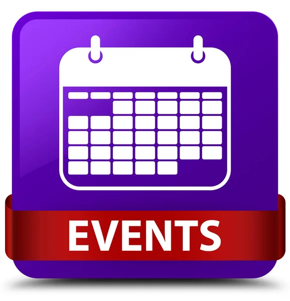 Ereignisse (Kalendersymbol) lila quadratischer Knopf rotes Band in der Mitte — Stockfoto