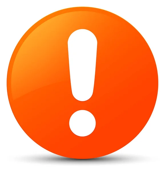 Оранжевая круглая кнопка с восклицательным знаком — стоковое фото