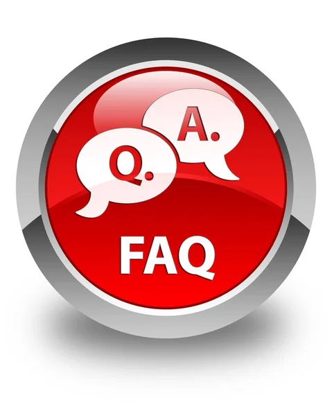 FAQ (fråga svar bubbla ikon) glänsande röda runda knappen — Stockfoto
