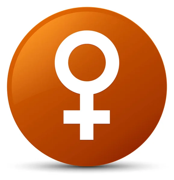 Kvinnliga tecken ikonen bruna runda knappen — Stockfoto