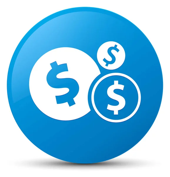 财务美元符号图标青色蓝色圆形按钮 — 图库照片