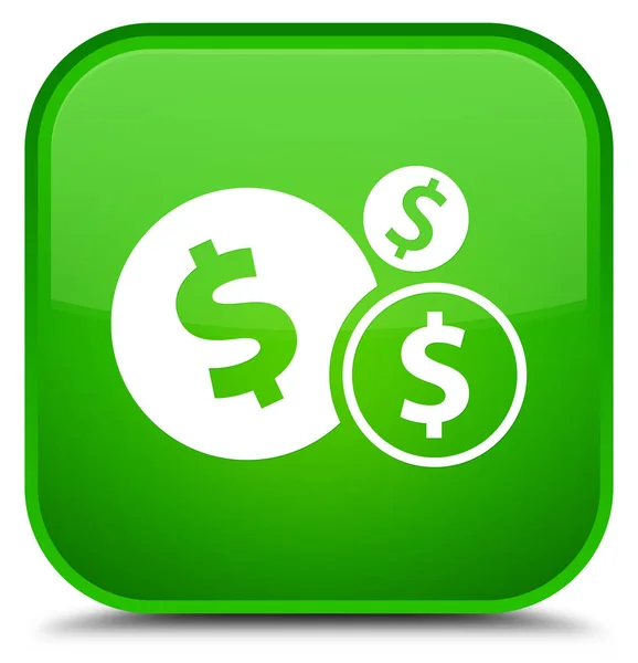 Finansów znak dolara ikonę specjalne zielony kwadrat przycisk — Zdjęcie stockowe