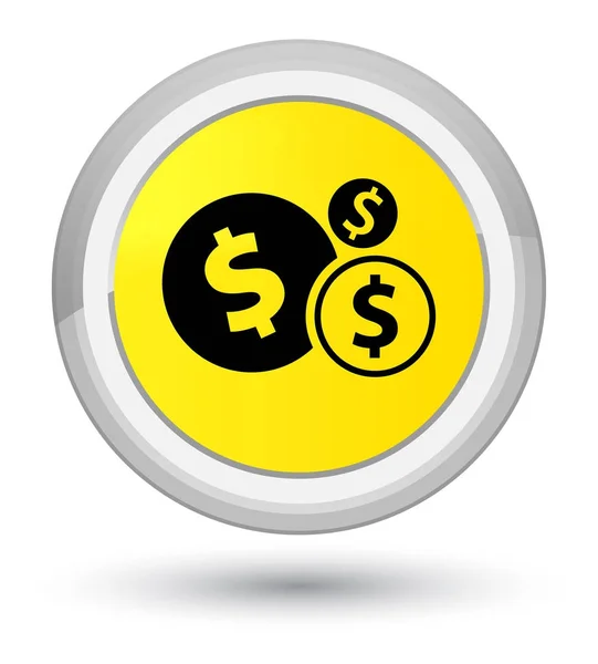 Finanze simbolo dollaro icona giallo primo pulsante rotondo — Foto Stock