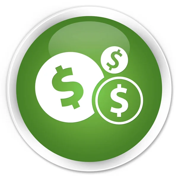 Фінансовий знак долара значок преміум м'яка зелена кругла кнопка — стокове фото