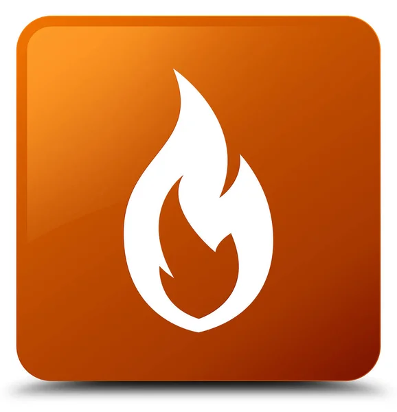 Feuer Flamme Symbol braun quadratische Taste — Stockfoto