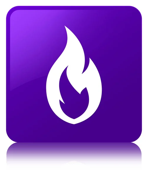 Fogo ícone de chama roxo botão quadrado — Fotografia de Stock