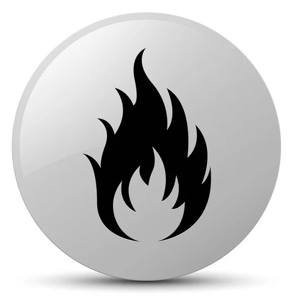 Ogień ikony biały okrągły przycisk — Zdjęcie stockowe