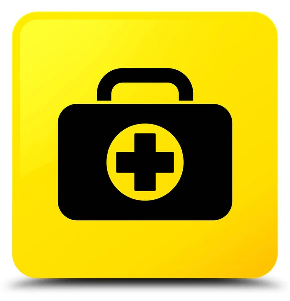 First aid kit bag icon yellow square button — Stock Photo, Image