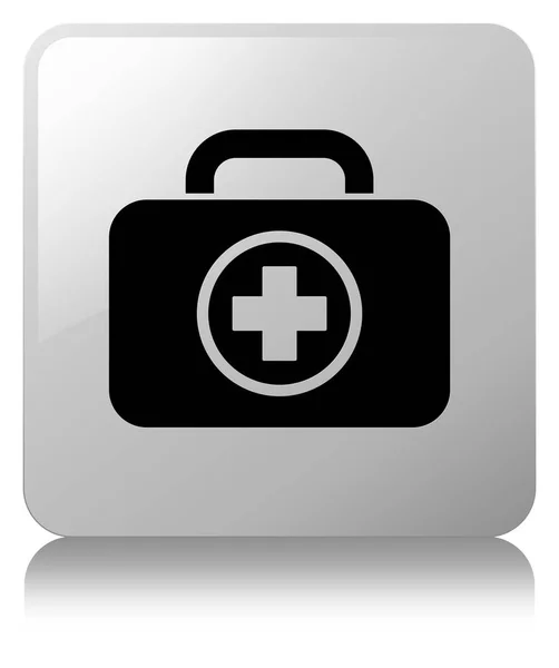 First aid kit icon white square button — Stock Photo, Image