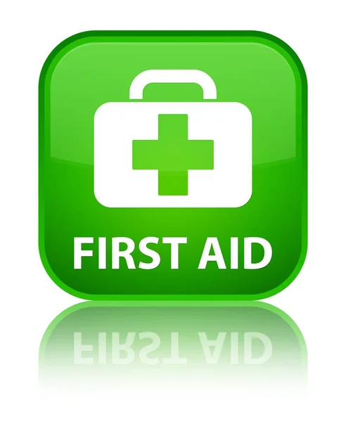 First aid special green square button — Stock Photo, Image