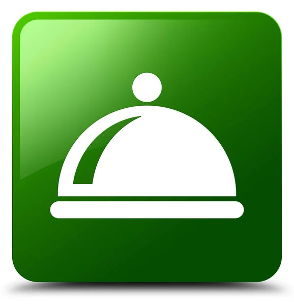 食品料理アイコン緑四角ボタン — ストック写真