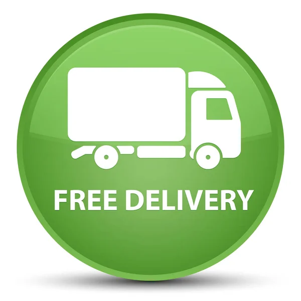 Free delivery special soft green round button — Stock Photo, Image