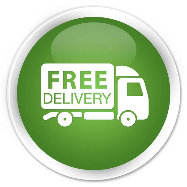 Free delivery truck icon premium soft green round button — Stock Photo, Image