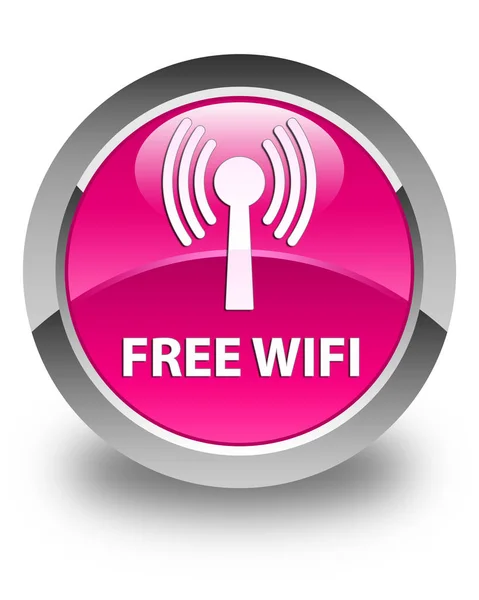 Бесплатный Wi-Fi (беспроводная сеть) глянцевая розовая круглая кнопка — стоковое фото