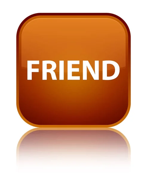 Przyjaciel specjalne brązowy kwadratowy przycisk — Zdjęcie stockowe