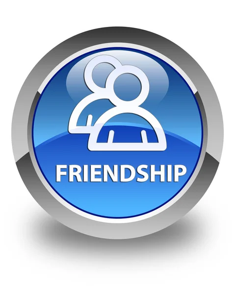 Γυαλιστερό μπλέ φιλία (εικονίδιο ομάδας) στρογγυλό κουμπί — Φωτογραφία Αρχείου