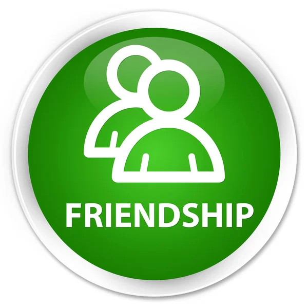Amistad (icono del grupo) botón redondo verde premium — Foto de Stock