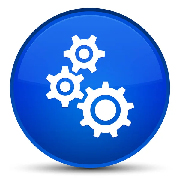 Icono de engranajes botón redondo azul especial —  Fotos de Stock