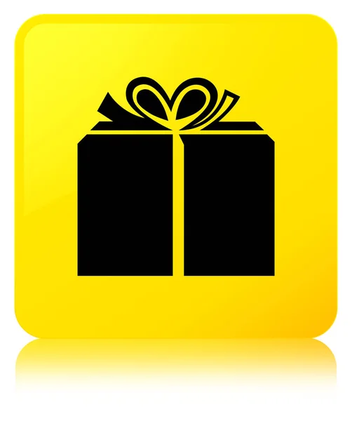 Κουμπί τετράγωνο εικονίδιο κίτρινο κουτί δώρου — Φωτογραφία Αρχείου