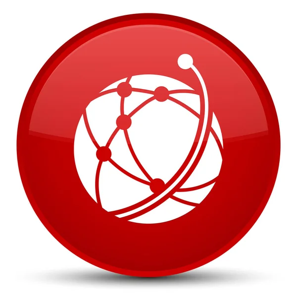 全球网络图标特别红圆按钮 — 图库照片